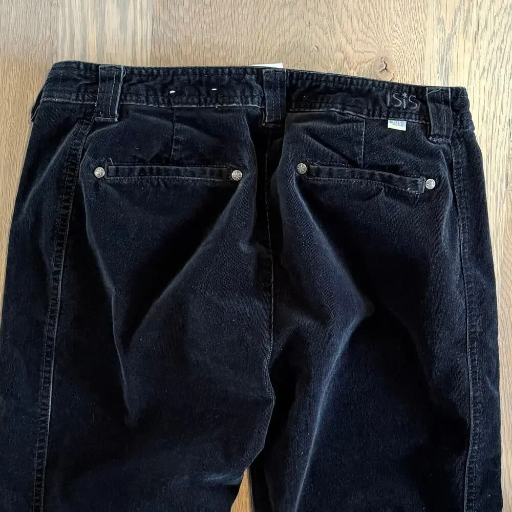 ISIS Blue Note Corduroy Velvet Pants Low Rise Y2K Charcoal Womens Size 4 - Picture 4 of 10